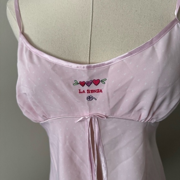 La Senza Y2K coquette mini slip dress pink polka dot with heart details M - Picture 3 of 5